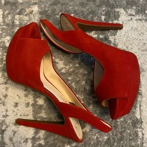 Jessica Simpson Sabella red suede platform sling back sandal -size 8&1/2